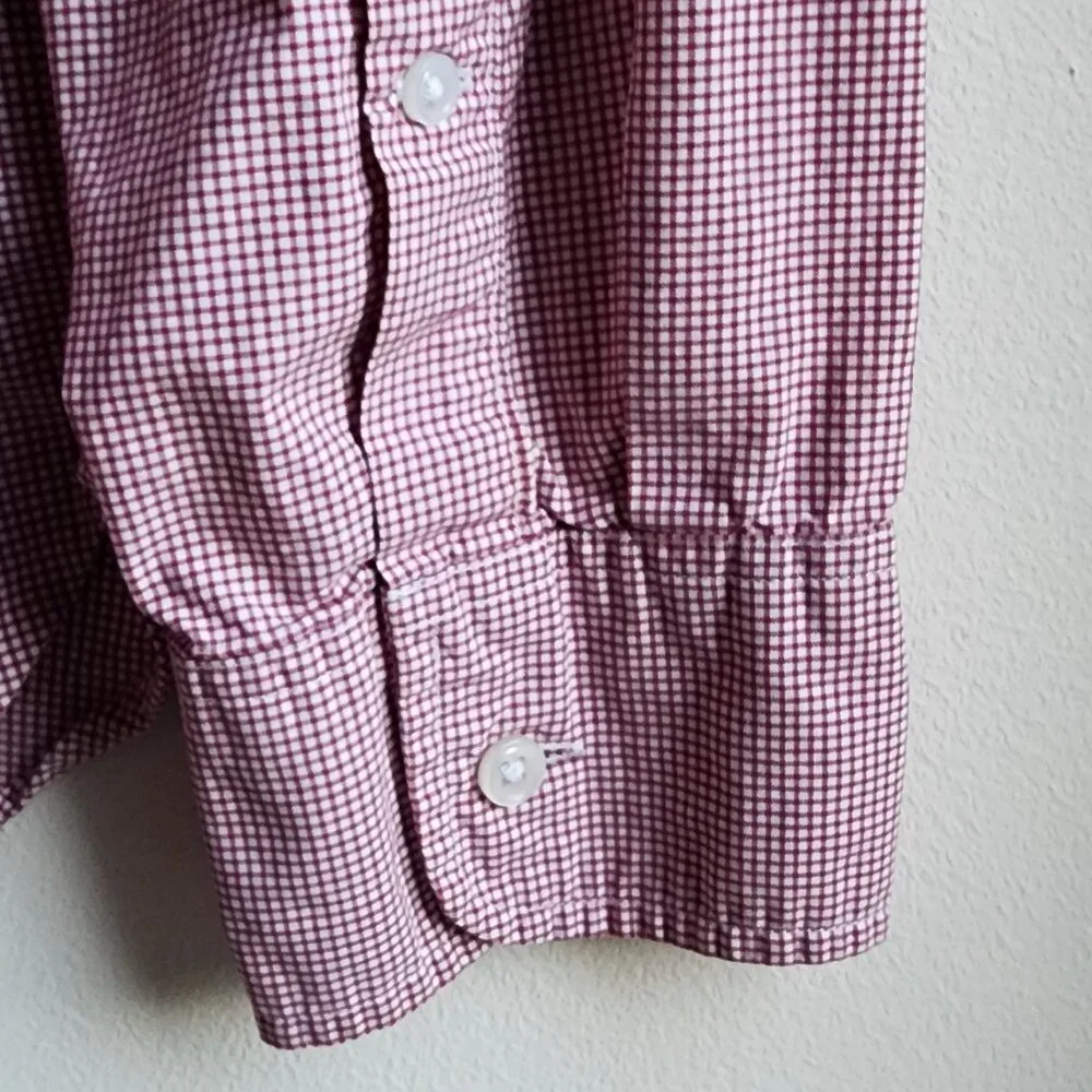 J.Crew Red/White Micro-Checked Casual Button Down Shirt Size Large